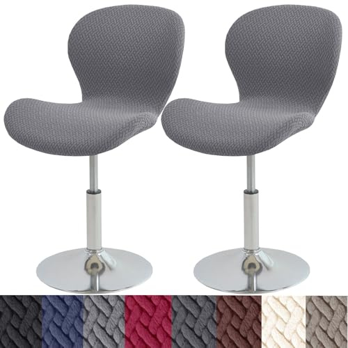 HFCNMY Stool Covers,Stretch Bar Stool Covers with Backs-Jacquard Barstool Seat Cover,Washable Barstool Cover Slipcovers with Elastic Bands (2PCS,Dark Gray)