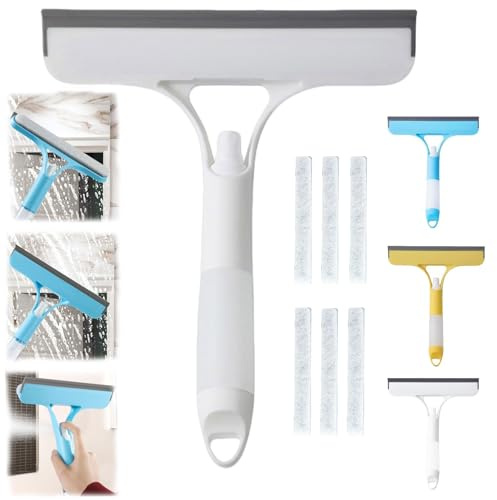 3 in 1 Window Cleaning Scraper, 3PCS Window Squeegee, Shower Windows Squeegee Glass Cleaning Tool, Multi-Functional Window Squeegee Cleaner for Shower Glass, Mirrors, Home, Kitchen & Car