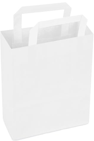 verpacking Papiertragetaschen 22 x 18 x 8 cm Weiß [Größe und Stückzahl wählbar] Papiertüten mit Henkel Kraftpapier 50 Stück