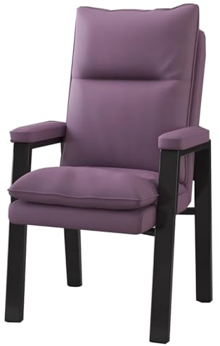Ergonomisk Matsalsstol Klädd Läderstol För Hemmakontoret Väntrumsstolar Med Vadderade Armstöd Kraftiga Konferensrumstolar För Receptionen(Purple)