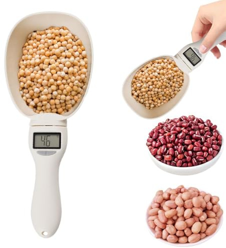 Digital Measuring Spoon Scale, Electronic Kitchen Weighing Scoop 800g Capacity 1g High Precision LCD Display for Cooking Baking Food Pet Dog Cat Portion Control Gadgets Handheld
