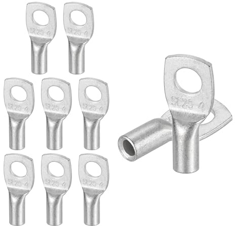 sourcing map 50 capicorda in rame stagnato 16-14 AWG 5/32 Connettori per cavi per batteria di grado marino terminali ad anello SC2.5-4NH, capicorda per cavo della batteria, argento
