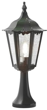 meineWunschleuchte Antike Sockelleuchte aus Aluminium Grün, Lampenschirm Klarglas inkl. E27 Leuchtmittel, Höhe 55cm, Gartenlaterne zur Wegbeleuchtung