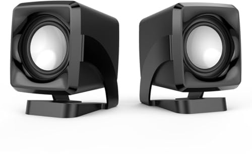 Genérico Mini Altavoces USB para Ordenador Portátil Escritorio, Altavoz Multimedia Negro de Plástico Jack 3.5mm, Fácil de Usar para Oficina y Hogar, Pack de 2