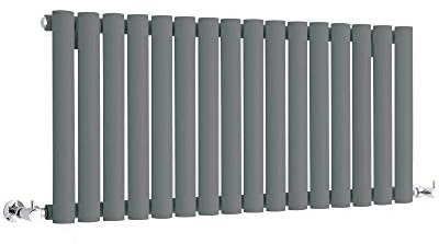 MILANO Anthracite Horizontal Single Oval Panel Radiator 400 x 1000mm