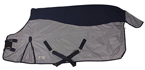QHP Fliegendecke Combo Fliegen-quickdry Kreuzgurte Schweiflatz (115 cm, Navy-Grau)