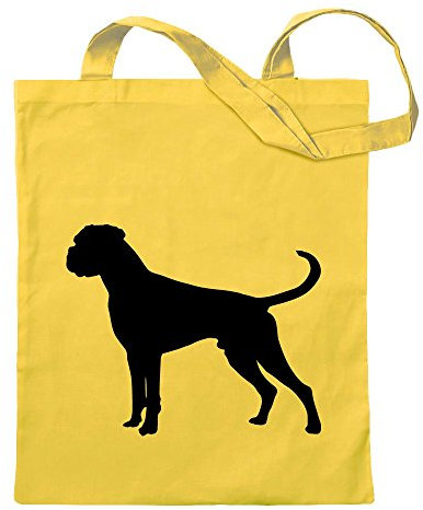 Kiwistar - Baumwolltasche - gelb - Deutscher Boxer German Hund - Tragetasche Stoffbeutel Umhängetasche Langer Henkel