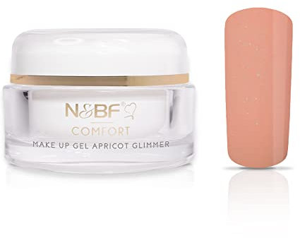 N&BF 15ml Comfort Line Make Up Gel Apricot Glimmer LED+UV | hochwertiges Profi Covergel mittelviskos | Glitter Camouflage Gel für die Modellage von Gelnägeln | Glitzer Nagelgel Made in Germany