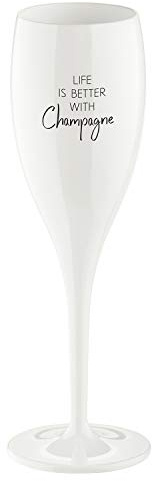 Koziol Glas mit Spruch CHEERS No. 1, bruchsicheres und stoßfestes Sektglas, aus thermoplastischem Material, isoliert 4x besser als Glas, 100 ml, 1 Stück