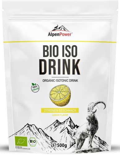 AlpenPower BIO ISO DRINK Pulver- Lemon 500 g - Isotonisches Getränkepulver mit 100% natürlichen Inhaltsstoffen - Ausgezeichnete Verträglichkeit & ohne künstliche Zusätze - Ideal für Ausdauersport