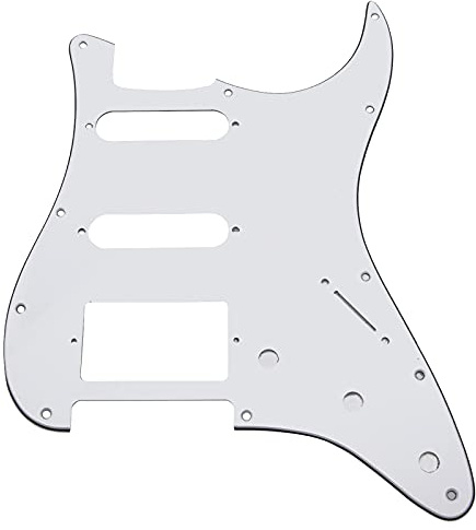 Yootones 11 Hole HSS Pickguard Guitar Scratch Plate Compatible with American/Mexican Made Standard Strat Modern Style Guitar Replacement (3Ply White)