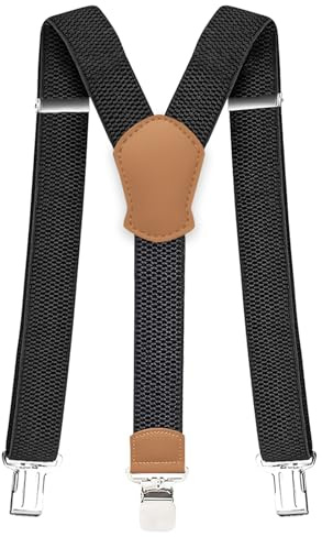 Pejoye Hosenträger Herren Breit 4 cm Y-Form Elastisch mit 3 Metall Clips | Extra Starke Clips, Verstellbare Elastische Träger, Arbeitshosen, Anzug, Jeans, Overalls, Beruf, Freizeit und Alltag