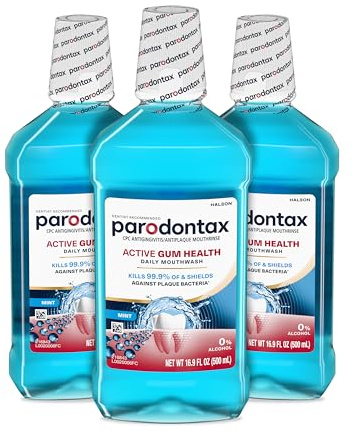Parodontax Active Gum Health Mouthwash, Antiplaque and Antigingivitis Mouthwash, Mint, 3x16.9 Fl Oz
