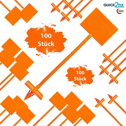QUICK2FIX® Estrichmessstelle - Messpunkte für Estrich für Fußbodenheizung - Flexibel, Estrich-Messpunkt mit Widerhaken - Premiumqualität – Made in Germany- 100 Stück
