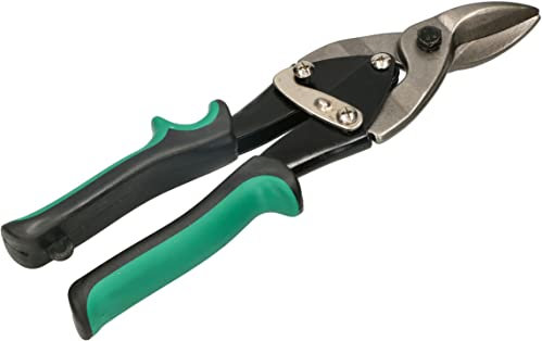 KOTARBAU® Forbici da lamiera per tagliare lamiere e profili, destra verde, 250 mm, in acciaio CrV, impugnatura curva, meccanismo di bloccaggio