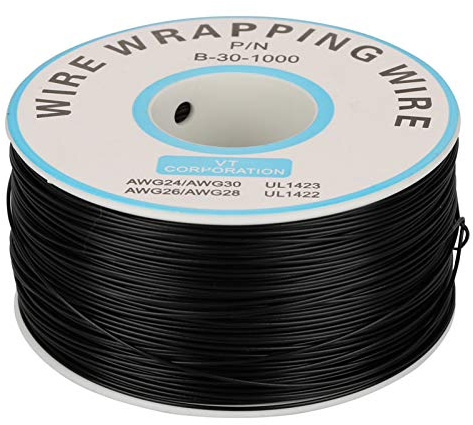 30AWG 0,25mm² Elektrischer Draht Kabel Kit 1Rolle verzinnter Kupferdraht mit Silikonisolierung 5 Verschiedene Farbige Single Kupferdraht Litze (Schwarz)