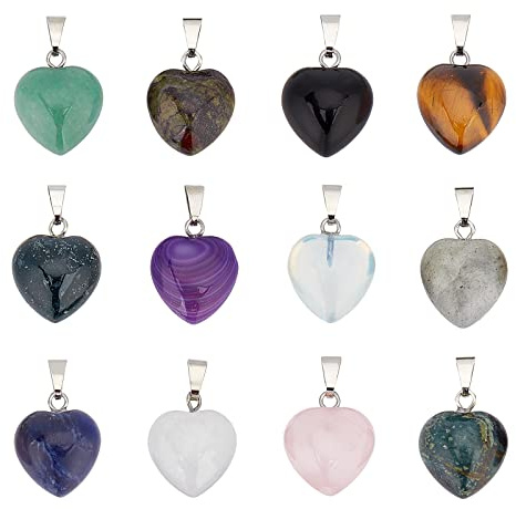 SUPERFINDINGS Edelstein-Anhänger Fächerförmige Anhänger Stein-Charms Mit Platin-Ton-Messing-Entdeckungen Für Halskette Schmuckherstellung Jewelry