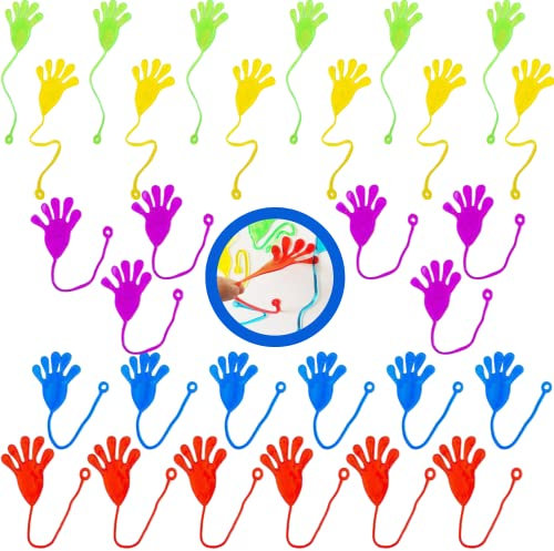 MANOS LOCAS PEGAJOSAS (30 ud) - Regalos Cumpleaños Niños Colegio - Relleno Piñatas de Cumpleaños Infantil - Manos Pegajosas Cumpleaños - Relleno Bolsas Cumpleaños Infantil - 5 COLORES- Mano Loca