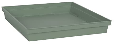 EDA - Sottovaso quadrato Toscana 32,6 cm - per vasi di fiori quadrati Toscana rif. 13627-13628 - 13635 e 13639-32,6 x 32,6 x 4,9 cm - verde alloro