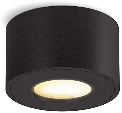 SSC-LUXon CELI-1 Außenlampe Spot Decke IP44 Dimmbar ohne Dimmer schwarz mit LED warmweiß 4W 230V - Badezimmer Aufbauleuchte