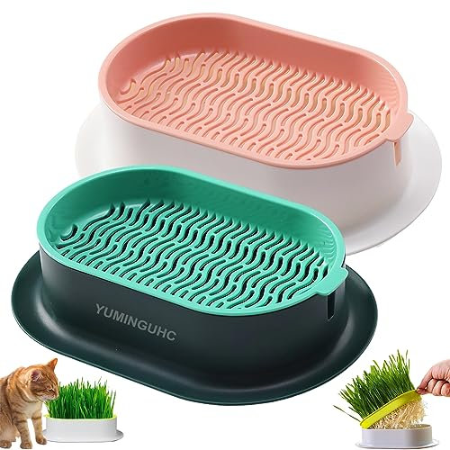 YUMINGUHC Cat Grass Planter Catnip Wheatgrass Seed Sprout Tray Hydroponic Cat Grass Growing Kit Nursery Plant Planting Box for Indoor, Soilless (F)