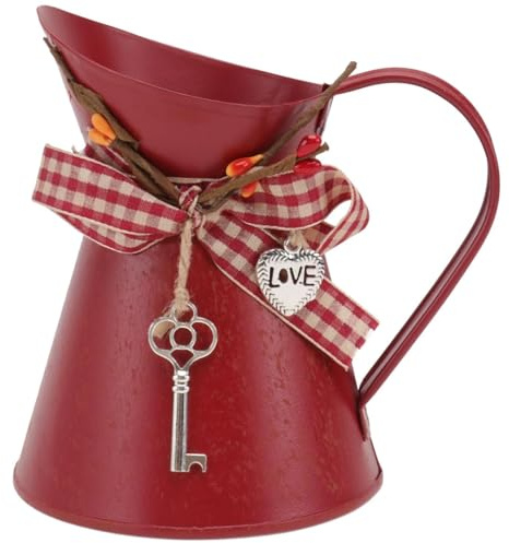 HOMSFOU Cubo De Flores De Hierro Macetero De Lata Decorativo Para Plantación Interior Jarrón Para Flores Y Plantas Cubo Rústico Para Decoración Del Hogar 4.92X3.93X3.14 in