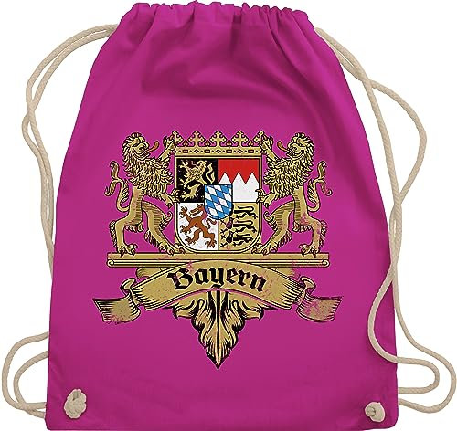 Shirtracer Turnbeutel Rucksack - Kompatibel mit Oktoberfest Tasche - Bayern Wappen Bayernland Freistaat Bayern - Unisize - Fuchsia - trachtenrucksack bayrische bayern, beutel trachtentaschen bayrisch