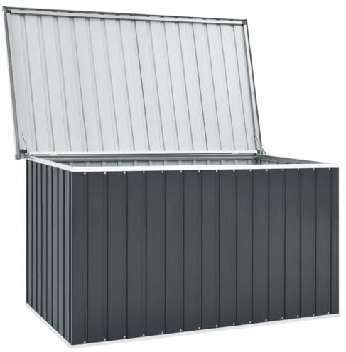 homiuse Gartenbox Grau 171 x 99 x 93 cm Auflagenbox Aufbewahrungsbox Gartentruhe Garten Wasserdicht Kissenbox Outdoor Wasserdicht Gartenbox Klein Verzinkter Stahl Klappdeckel
