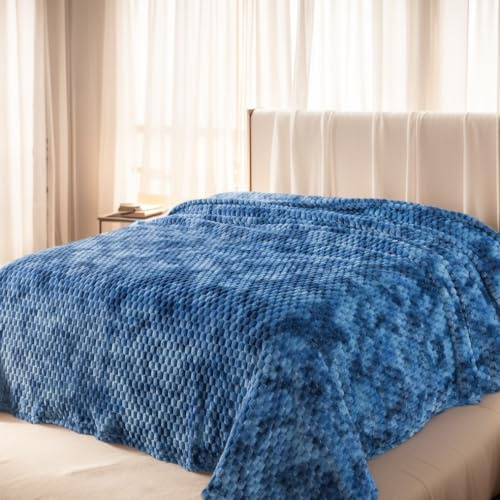 HOZY Coperta Plaid Pile, Coperta Matrimoniale 230 x 270 cm Flanella, Coperta Divano Super Grande Caldo Morbida - Blu Pietra