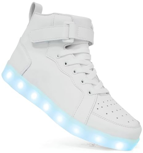 Scarpe da Ginnastica Luminose con Luci per Bambino per Adulti Scarpe da Ragazzi Ragazze Ricarica USB LED Illuminati Scarpe Lampeggianti Alte Xmas (C-White,45)
