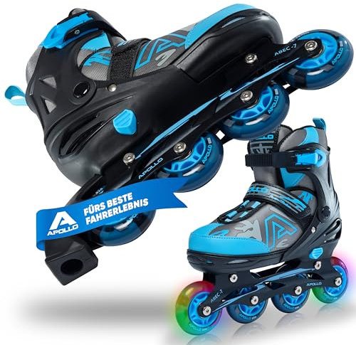 Apollo Champion, größenverstellbare Inliner für Jungs und Mädchen ab Größe 31, für Damen und Herren bis Größe 42, hochwertige Inline Skates für Kinder und Erwachsene mit LED Rollen