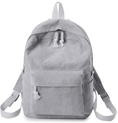 Leichter Rucksack Damen für Schule Mädchen Tagesrucksack Rucksack Damen Cord Cityrucksack Teenager Freizeit Schulrucksack für Daypack Universität Reisen Picknick (Grau)