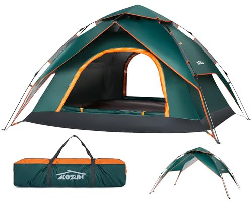 AKOZLIN Camping Tent 2-3 Person 2-in-1 Double Layers Instant Pop Up Tent Windproof and Rainproof Dome Double Door with Removable Outer Tarp for Hiking Camping Backpacking