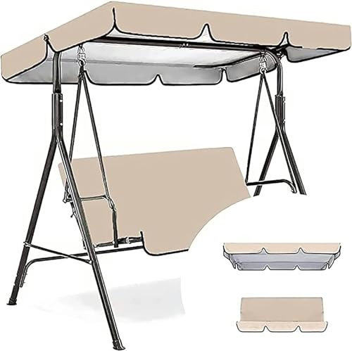 3 Seat Patio Swing Canopy Top Cover Set, Replacement Swing Chair Awning Glider Swing Cover, Protection Outdoor Garden Furniture Covers