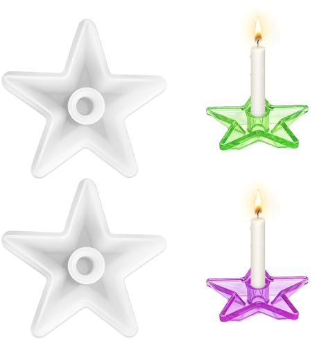 Uoimky Silikonform Kerzenhalte, 2 Stück DIY Kerzenformen Stern Kerzenständer Gießform Kerzenhalter Stern Silikonform Epoxidharz Casting Form Silikonformen Gießformen für Halloween, Weihnachten
