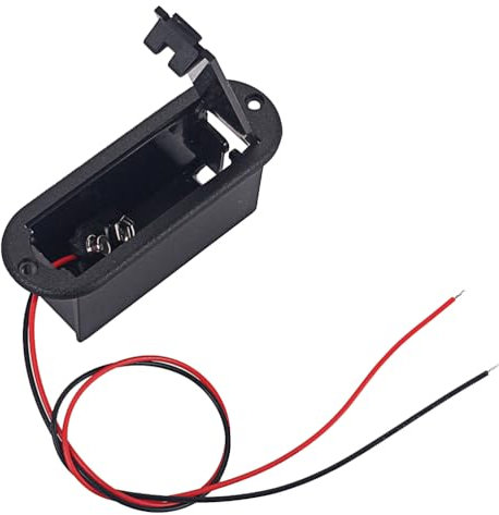 HOMSFOU Boîtier Batterie Professionnel avec Câble De Connexion Support Batterie pour Guitare Et Basse Active Conteneur Pile Résistant Plastique Noir Compatible à Tension Continue 3,7v à 12