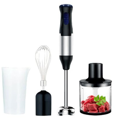 AIZYR Batidora De Mano Eléctrica De Inmersión Batidora De Mano Portátil De 5 Velocidades De Mezcla, Picadora De Carne con Cuchillas De Acero Inoxidable Carne, Verduras, Frutas, Comida para Bebés