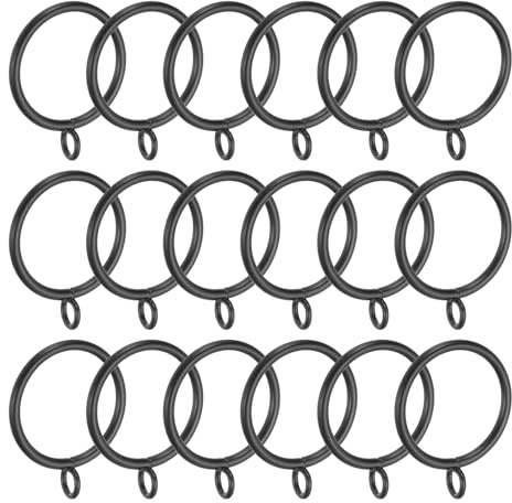 PATIKIL Anillas para Barra De Cortina De 1.5 Pulgadas De Diámetro Interior con Ojales 18 Pcs Anillas Metálicas para Barras De Cortina Alfileres De Aro Negro