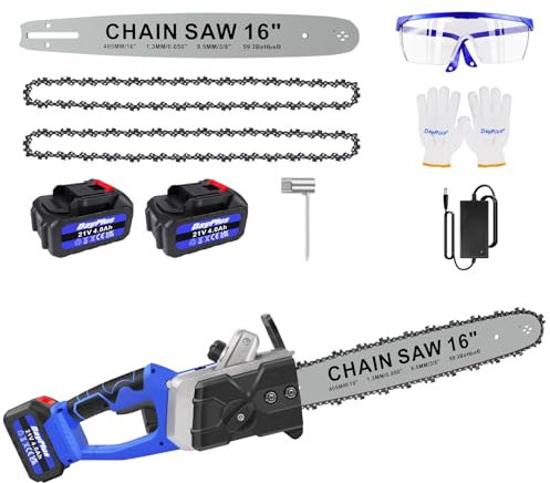 Cordless Electric Chainsaw with 36V 4.0Ah Battery and Fast Charger, 1200W Powerful Petrol Chainsaw 16 Inch Automatic Oiling, Top Handle Chain Saws for Tree Wood Branch Cutting