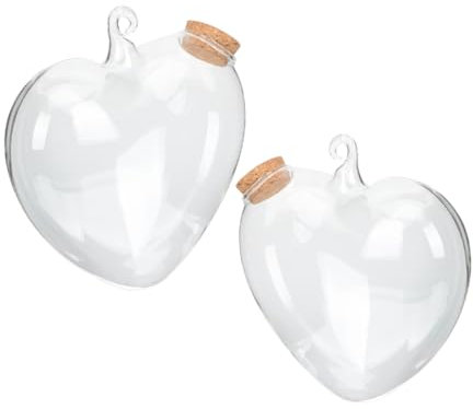 Ciieeo 2pcs Heart Candy Jars Origami Wishing Bottles Glass Landscape Bottle Wooden Lids for Home Decor
