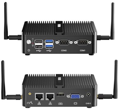 VANISORA Mini PC Senza Ventole N100, Industrial PC, Mini Computer, 4K HD+VGA Dual Dispaly Output, 2Gigabit Ethernet, 2USB3.0, 2USB2.0, 2RS232 COM, Win11, WiFi, BT, Auto Power on(8GB RAM 128GB SSD)