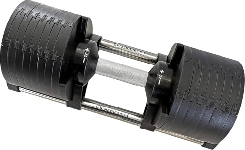 Diamond【Manubri Selezionabili 2-20/32/43 kg + Rastrelliera】Dumbbell Regolabili a Ghiera Rapida, Pesi Palestra Casa & Pro, Impugnatura Ø35 mm, Step da 2-2,5 kg, Supporto Salva-Spazio (2-32 KG)