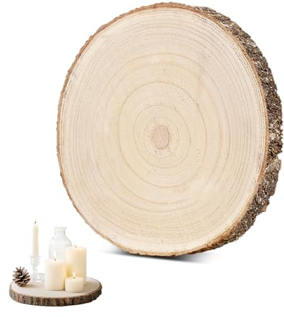 Dischi di Legno 30-35cm, Rotelle di Legno per Artigianato, Tavole di Legno Tonde, Fette di Legno 30cm Decorazione - Per Centrotavola, Decorazioni Nozze Fai-da-te, Sottobicchieri e Lavoretti Creativi