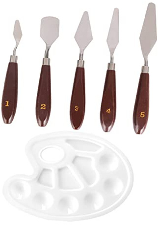 Generisch 6 Stück Teiliges Metallmalspachteln für Ölmalerei mit Mischpalette Hochwertige Spachtel für Künstler Hobbyisten für Verschiedene Maltechniken und Farbverarbeitung