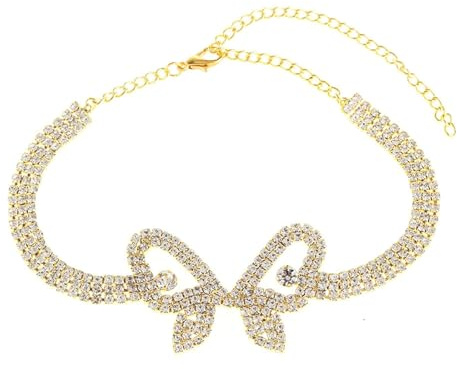 BCughia dam fotlänk strand, dam vristlänk guld zirkon tenniskedja med fjäril fotlänk 24,2 + 10 cm