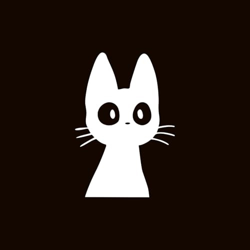 Katzenaufkleber Weiß, PVC Sticker für Auto, Fenster und Laptop | Weiße Katzen Silhouette mit stehenden Ohren – elegante Dekoration für dunkle Oberflächen und Fahrzeuge