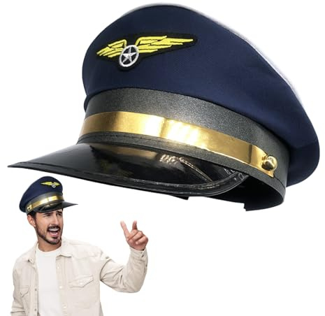 Dewireaey Flugzeugmütze, Pilotenmütze | Flugzeug Halloween Kostüm Mütze Pilotenkostüm Zubehör,Airline-Themenparty, Pilotenhut, Flugzeugkostüm, Hut, Matrosenhut, Mütze für Halloween, Kostümzubehör