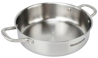 Fackelmann Vita3 Guisera Inoxidable 28 cm, Acero Inoxidable Triply con Triple Fondo Difusor, Sin Antiadherente, Sin PFA, Apta para Inducción, Gas, Vitro y Horno, Sellado Perfecto, Lavavajillas