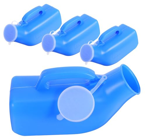 Orinatoio Portatile 4 Pezzi Plastica 1200ml Blu Coperchio | Marcature Graduate, Design Trasportabile, Pulizia Semplice, Adatto a Campeggio e Uso All'aperto