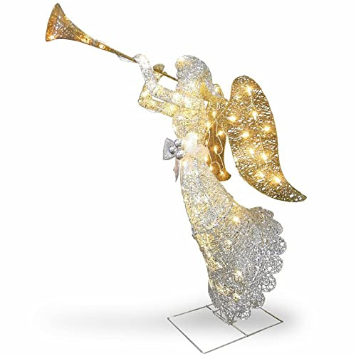 Decorazioni natalizie per la casa, ornamenti natalizi da giardino e scrivania, luminosi, decorazione a forma di angelo, in acrilico, regalo e da appendere (bianco, taglia unica)